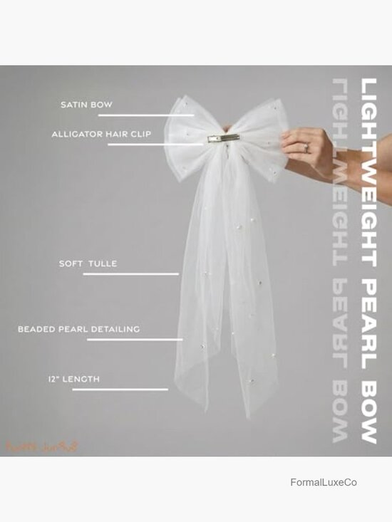 Bride To Be Hair Bow - Sheer Organza Wedding Clip for Bachelorette Party main image 4